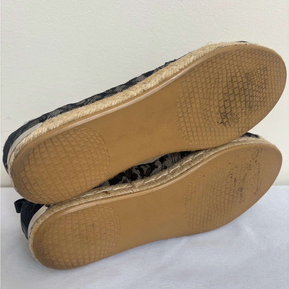 Stuart Weitzman Meshuga Black Flroal Lace Espadrille Flats Womens size 7 - Picture 7 of 11